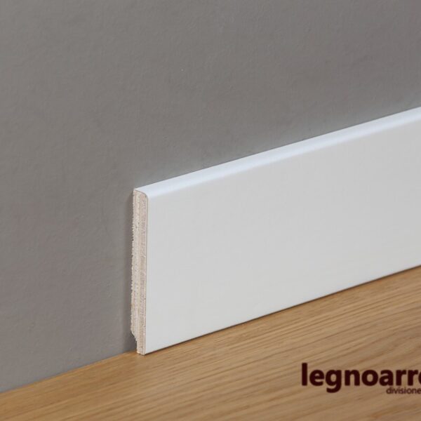 Battiscopa/zoccolino laccato bianco impiallaciato legno 75 x 10 mm bordo quadro